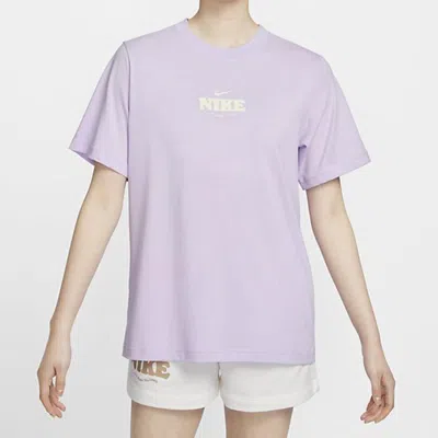 Nike (wmns)  Sportswear Essential Graphic T-shirt (asia Sizing) 'violet Mist' In Purple