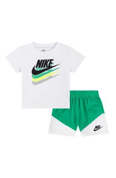 Nike Babies'  T-shirt & Colorblock Shorts Set In Stadium Green
