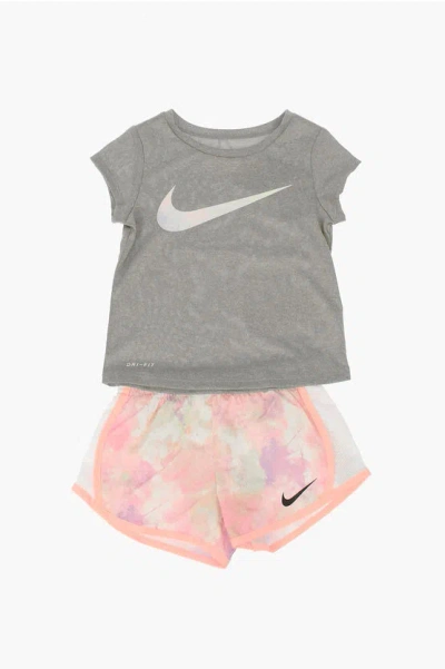 Nike T-shirt And Shorts Set In Gray