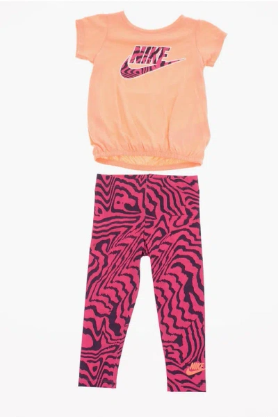 Nike T-shirt And Zebra-print Leggings Set In Orange