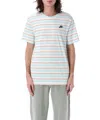 Nike Striped Cotton T-shirt Relaxed Fit In Lightblue