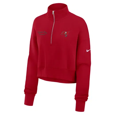 Nike Tampa Bay Buccaneers Phoenix  Women's Nfl Cropped 1/4-zip Crew In Red