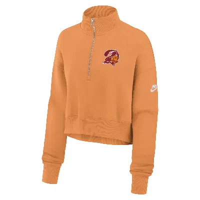 Nike Tampa Bay Buccaneers Rewind Phoenix  Women's Nfl Cropped 1/4-zip Crew In Orange