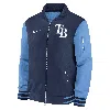 Nike Tampa Bay Rays Authentic Collection Dugout  Men's Mlb Full-zip Bomber Jacket In Blue