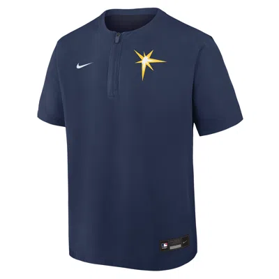 Nike Tampa Bay Rays Authentic Collection  Men's Dri-fit Mlb 1/4-zip Short-sleeve Windshirt In Blue