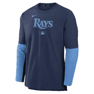 Nike Tampa Bay Rays Authentic Collection Player  Men's Dri-fit Mlb Pullover Sweatshirt In Blue