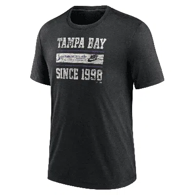 Nike Men's Heather Black Tampa Bay Rays Cooperstown Collection Local Stack Tri-blend T-shirt