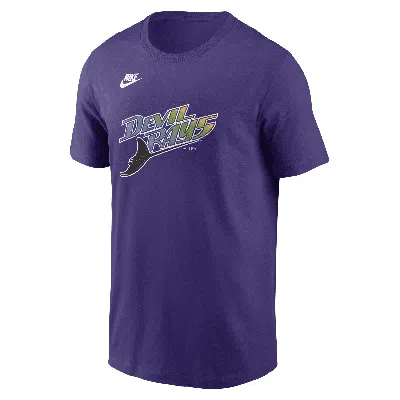 Nike Tampa Bay Rays Cooperstown Logo  Men's Mlb T-shirt In Purple