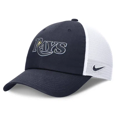 Nike Men's Navy Tampa Bay Rays Evergreen Wordmark Trucker Adjustable Hat In Blue