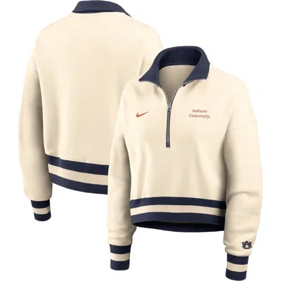 Nike Tan Auburn Tigers Legacy Half-zip Sweatshirt In White