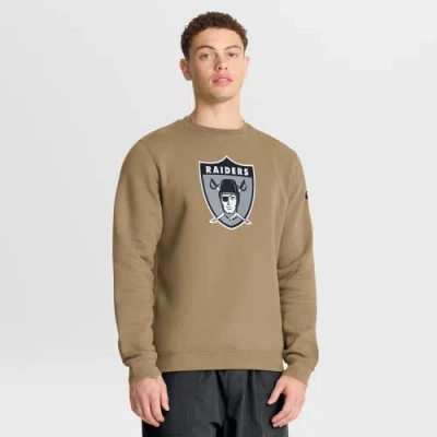 Nike Tan Las Vegas Raiders Swing Pass Rewind Club Pullover Sweatshirt In Brown