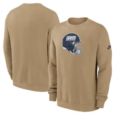 Nike Tan New York Giants Swing Pass Rewind Club Pullover Sweatshirt In Brown