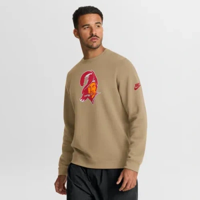 Nike Tan Tampa Bay Buccaneers Swing Pass Rewind Club Pullover Sweatshirt In Brown
