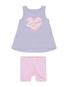 Nike Babies'  Tank & Space Dye Bike Short Se Toddler Girl Co-ord Lilac Size 6 Polyester, Viscose In Purple
