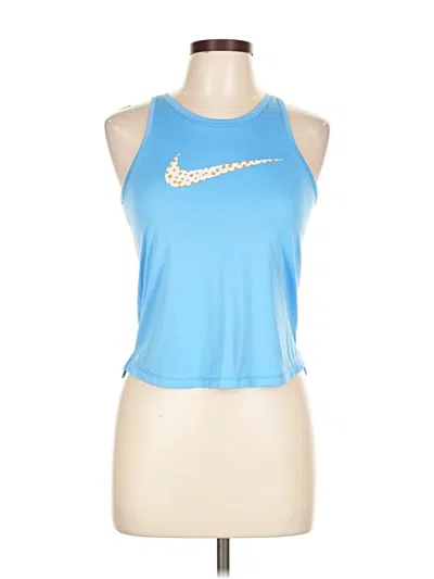 Pre-owned Nike Tank Top Blue Halter Neckline Tops