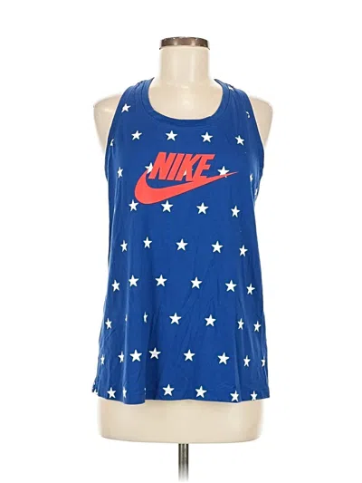 Pre-owned Nike Tank Top Blue Halter Neckline Tops