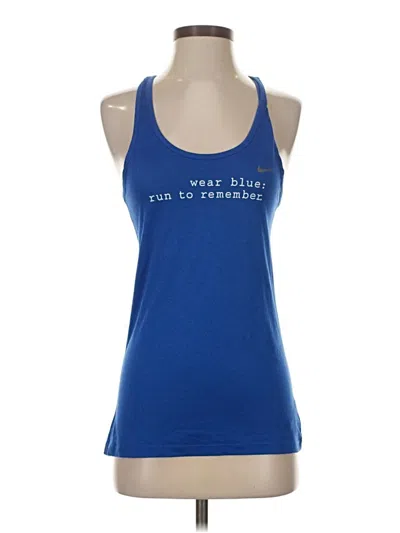 Pre-owned Nike Tank Top Blue Halter Neckline Tops