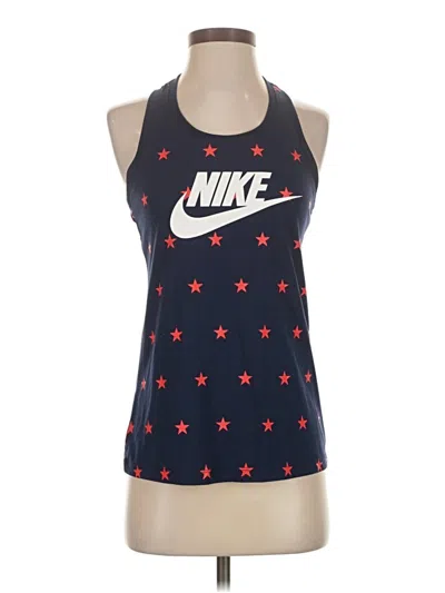 Pre-owned Nike Tank Top Blue Halter Neckline Tops