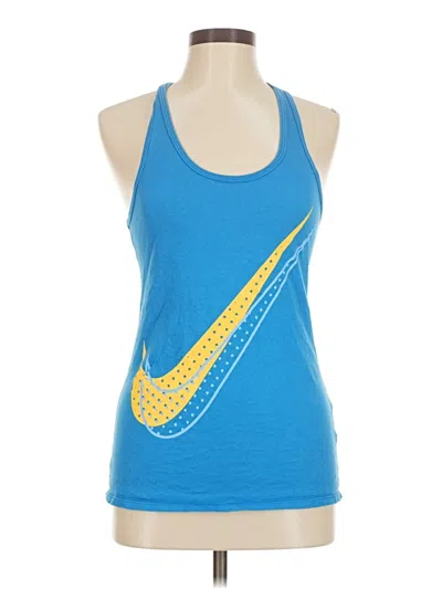 Pre-owned Nike Tank Top Blue Halter Neckline Tops