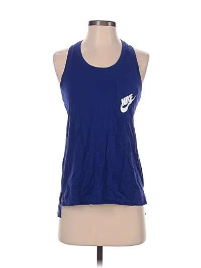 Pre-owned Nike Tank Top Blue Halter Neckline Tops