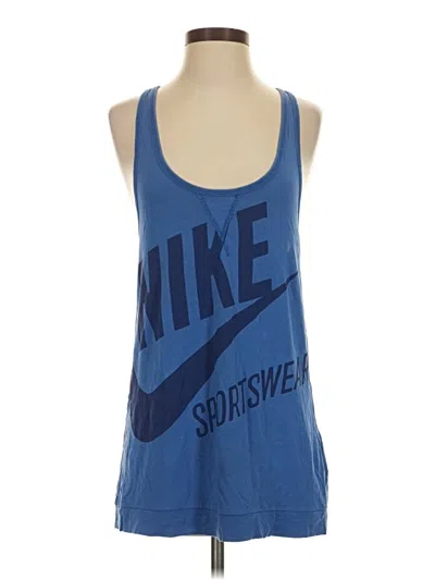 Pre-owned Nike Tank Top Blue Halter Neckline Tops