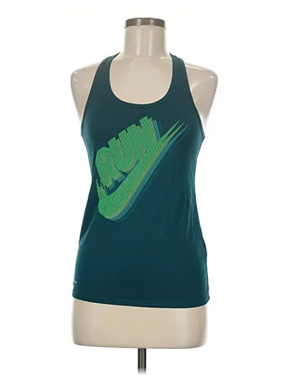 Pre-owned Nike Tank Top Green Halter Neckline Tops