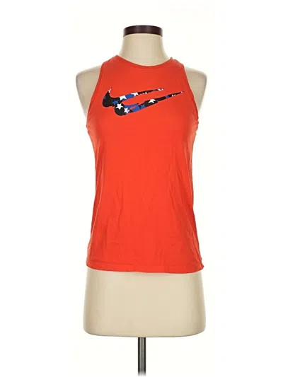 Pre-owned Nike Tank Top Orange Halter Neckline Tops