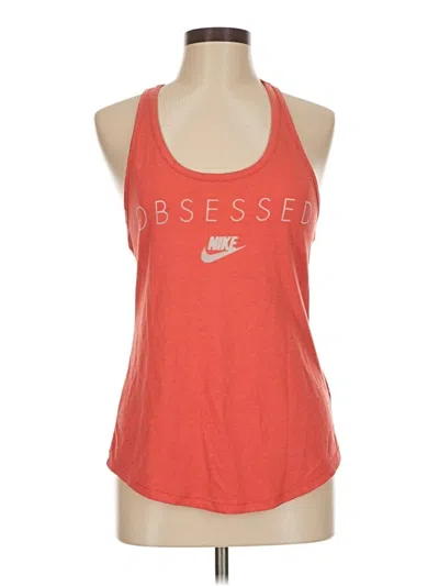 Pre-owned Nike Tank Top Orange Halter Neckline Tops