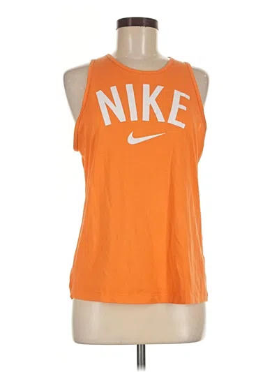 Pre-owned Nike Tank Top Orange Halter Neckline Tops