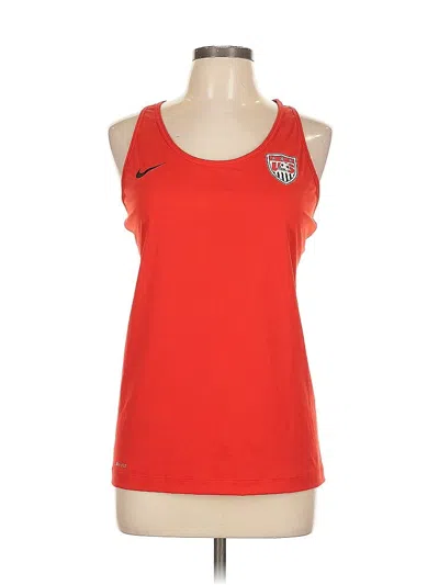 Pre-owned Nike Tank Top Red Halter Neckline Tops