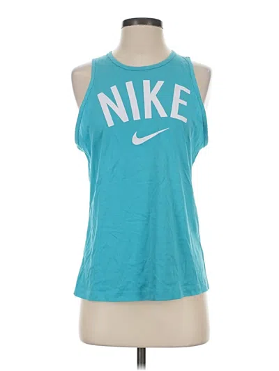 Pre-owned Nike Tank Top Teal Halter Neckline Tops