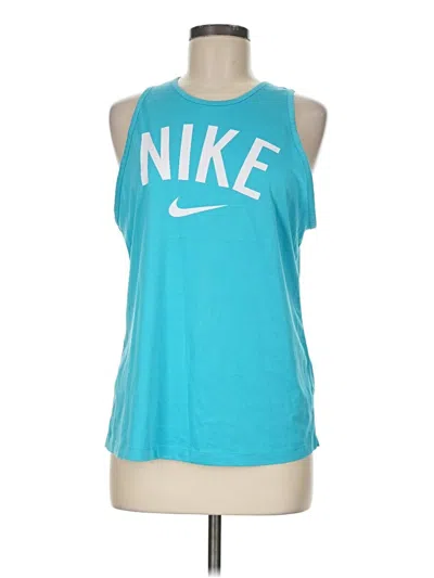 Pre-owned Nike Tank Top Teal Halter Neckline Tops