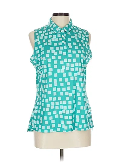 Pre-owned Nike Tank Top Teal Halter Neckline Tops In Blue