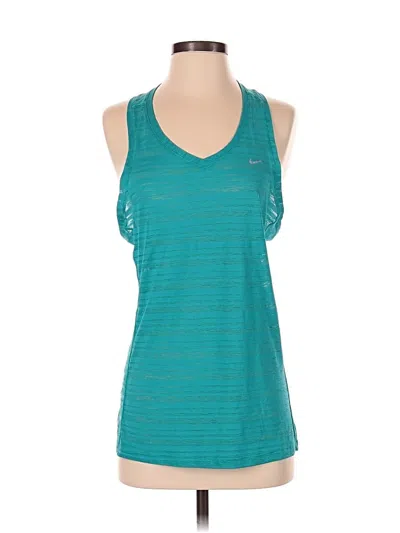 Pre-owned Nike Tank Top Teal Halter Neckline Tops In Blue