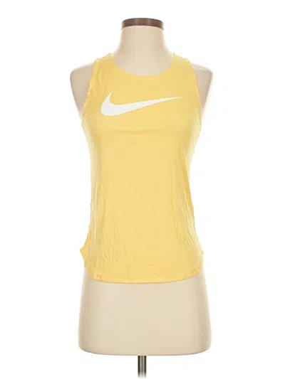 Pre-owned Nike Tank Top Yellow Halter Neckline Tops