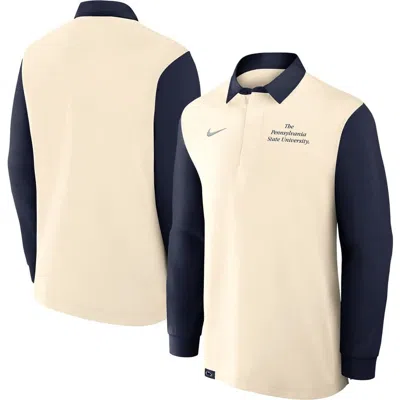 Nike Tan/navy Penn State Nittany Lions Rugby Long Sleeve Shirt In Neutral