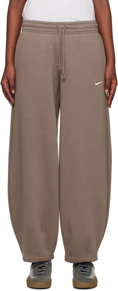 Nike Taupe Mid-rise Oversized Tapered Sweatpants In Mink Brown/sail