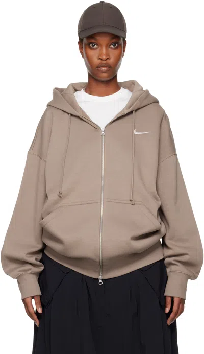 Nike Taupe Sportswear Phoenix Fleece Hoodie In Brown