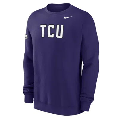 Nike Tcu Club Fleece  Men's College Crew-neck Sweatshirt In Purple