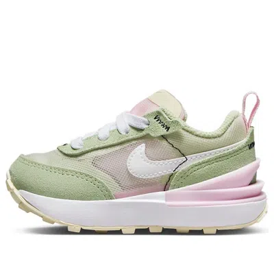 Nike (td)  Waffle One Athleisure Casual Sports Shoe Green Pink In Multi