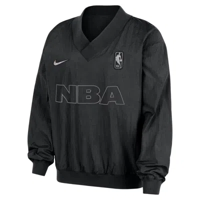 Nike Team 31  Women's Nba Woven Long-sleeve V-neck Top In Black