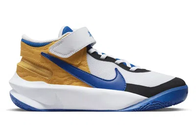 Pre-owned Nike Team Hustle D 10 Flyease Game Royal Sneakers In White/yellow Ochre