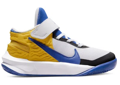 Pre-owned Nike Team Hustle D 10 Flyease Game Royal Sneakers In White/yellow Ochre