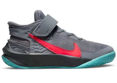 Pre-owned Nike Team Hustle D 10 Flyease Grey Teal Siren Red Sneakers In Darkin Smoke Grey/dark Smoke Grey/washed Te In Multi