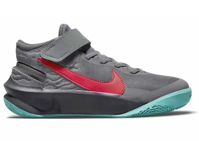 Pre-owned Nike Team Hustle D 10 Flyease Siren Red Sneakers In Darkin Smoke Grey/dark Smoke Grey/washed Teal