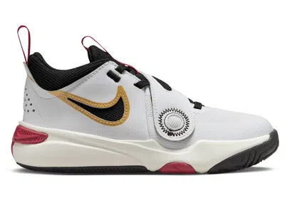 Pre-owned Nike Team Hustle D 11 Black Sneakers In White/metallic Gold/university Red