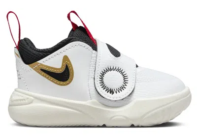 Pre-owned Nike Team Hustle D 11 Black Sneakers In White/metallic Gold/university Red