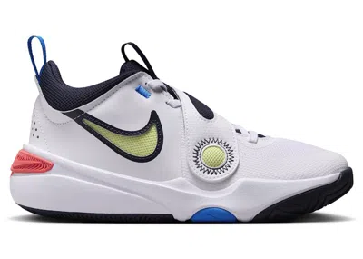 Pre-owned Nike Team Hustle D 11 Light Lemon Twist Sneakers In White/bright Crimson/photo Blue In Multi