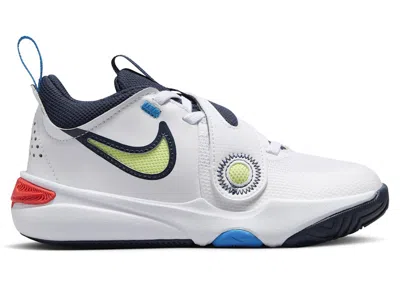 Pre-owned Nike Team Hustle D 11 Light Lemon Twist Sneakers In White/bright Crimson/photo Blue In Multi