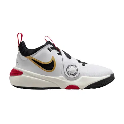 Pre-owned Nike Team Hustle D11 Gs 'white Gold University Red' | Kid's Size 5.5